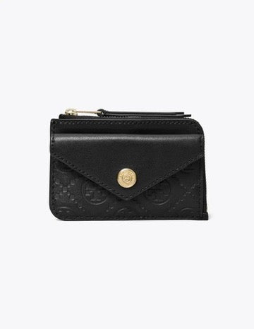 T Monogram Zip Card Case