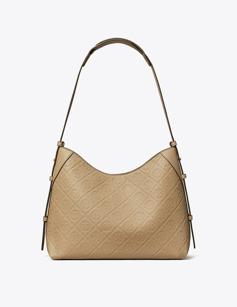 Tory  Monogram Pebble Leather Shoulder Bag