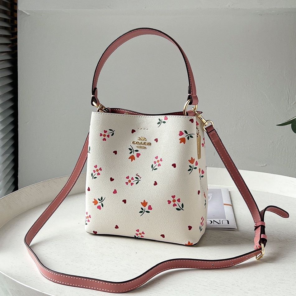 Coach Small Town Bucket Bag With Heart Petal Print