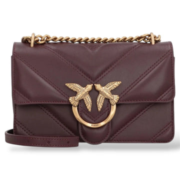 Pinko Love Bag Quilted Shoulder Bag With V Design And Logo Catawba Grape Antique Gold