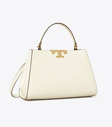 TORY BURCH ELEANOR LEATHER TOTE BAG IN WHITE