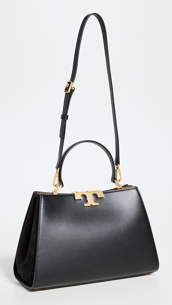TORY BURCH ELEANOR LEATHER TOTE BAG IN BLACK