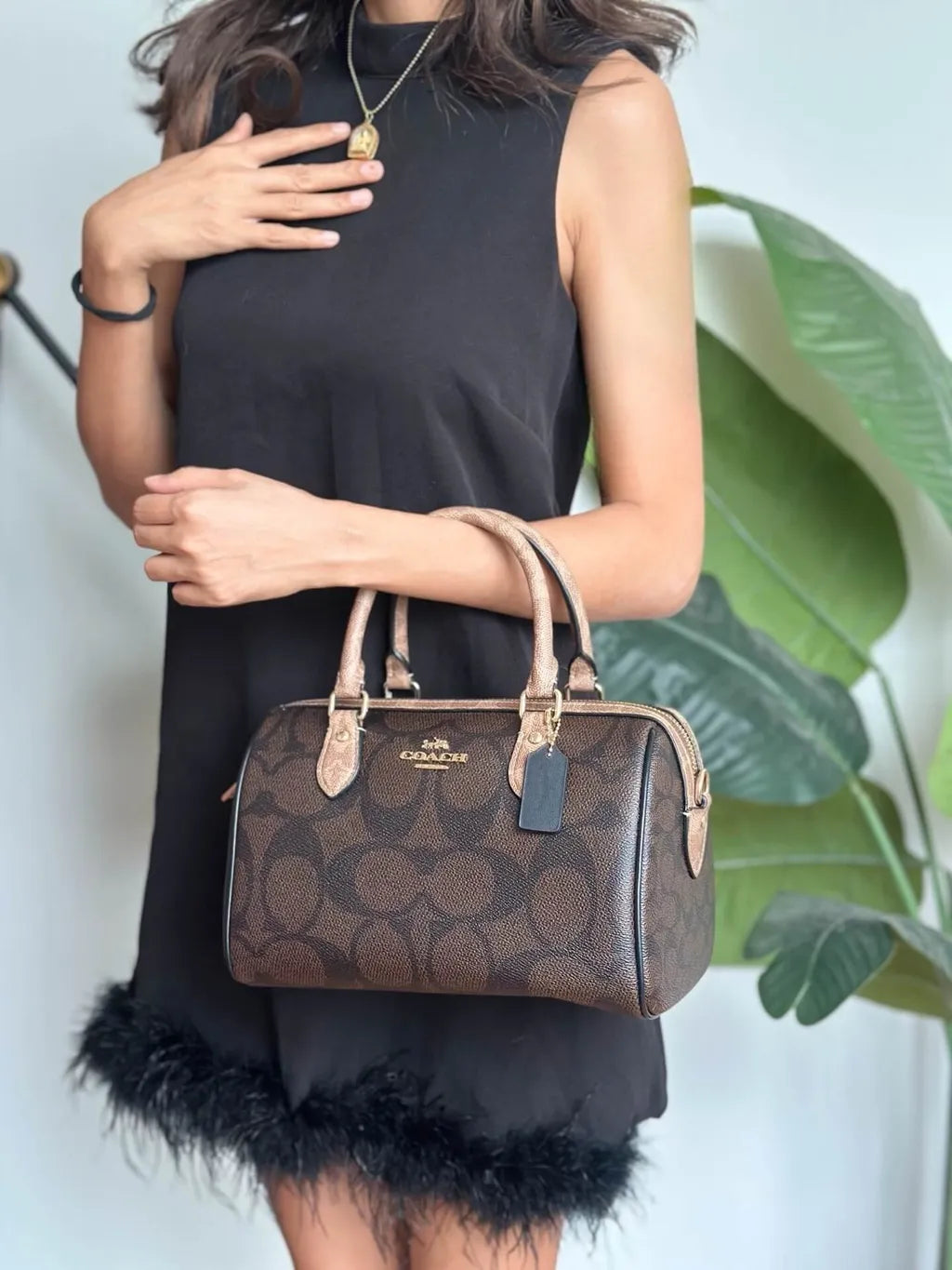 Rowan Satchel Bag In Blocked Signature Canvas