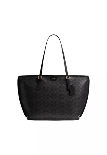 Coach Taxi Tote Bag In Signature Canvas Black