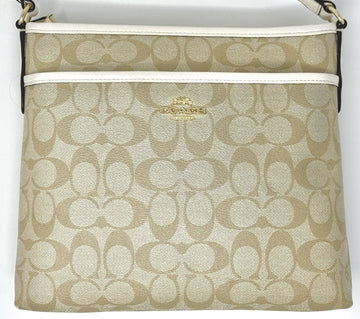 Coach Beige/Cream Signature Coated Canvas and Leather Messenger Bag