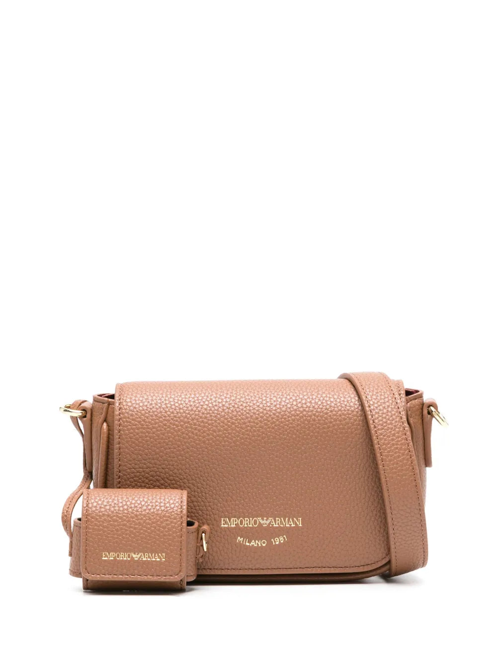 Emporio Armani Pebbled Leather Mini Crossbody Bag.
