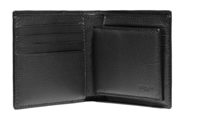 black Coach men's bifold wallet