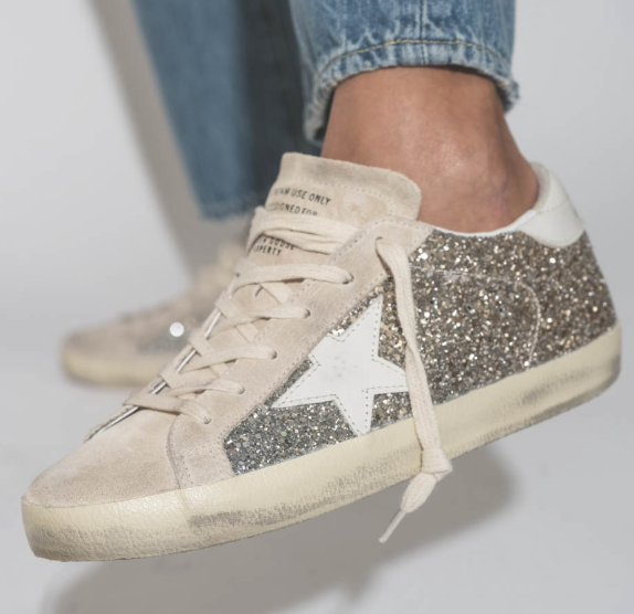 Golden Goose Super-Star sneakers in silver glitter