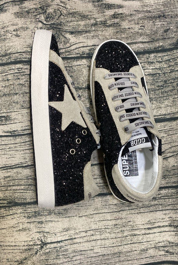 Golden Goose Super-Star sneakers in black glitter