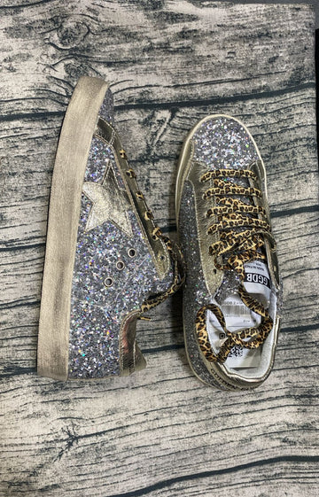 Golden Goose Super-Star sneakers in silver glitter